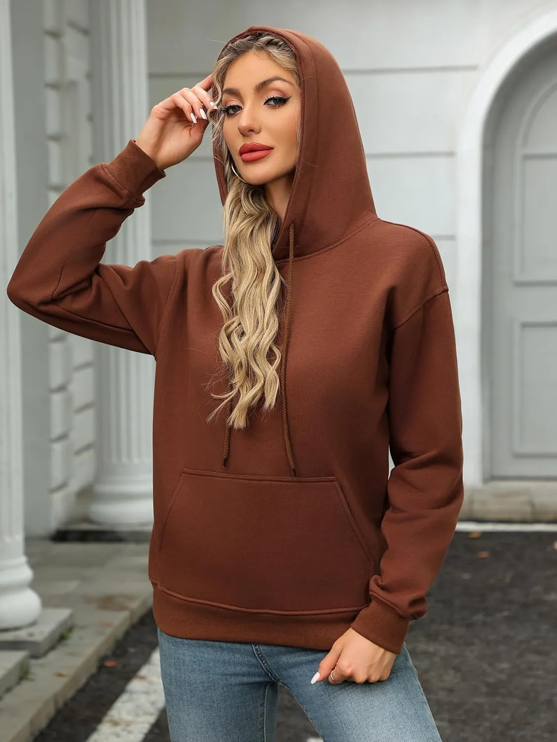 Womens Oversized Comfort Hoodie Soft Cotton Lounge Wear Boyfriend Hoodie