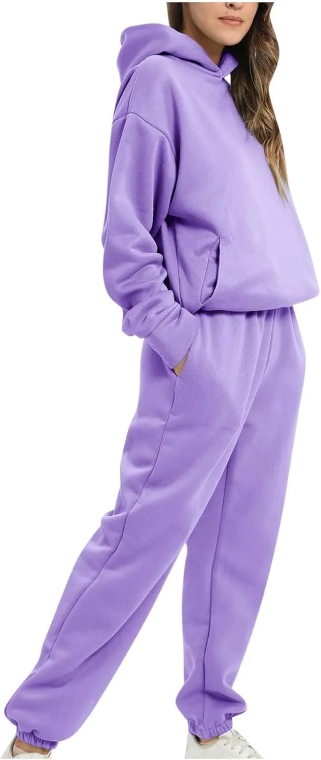 Women's Oversized Hoodie Sweatshirt Matching Jogger Sweatpants Lounge Set Tracksuit Outfits Fall Chunky Lounge Set