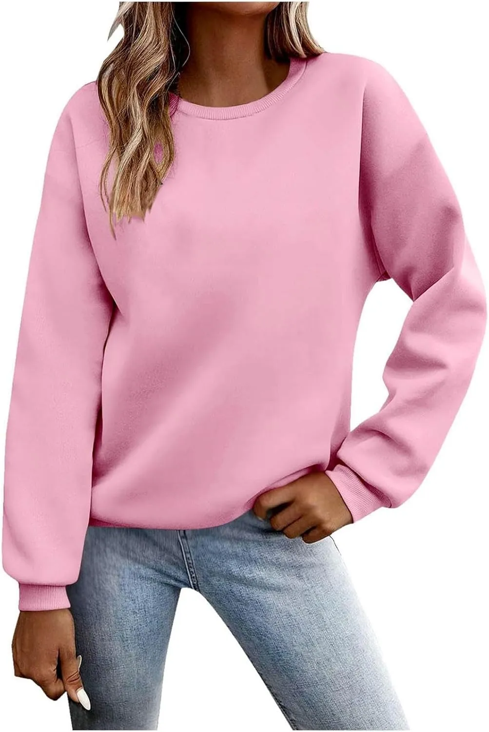 Womens Oversized Sweatshirts Cute Crewneck Long Sleeve Fleece Pullover Tops Winter Outfits Fashion Clothes 2024