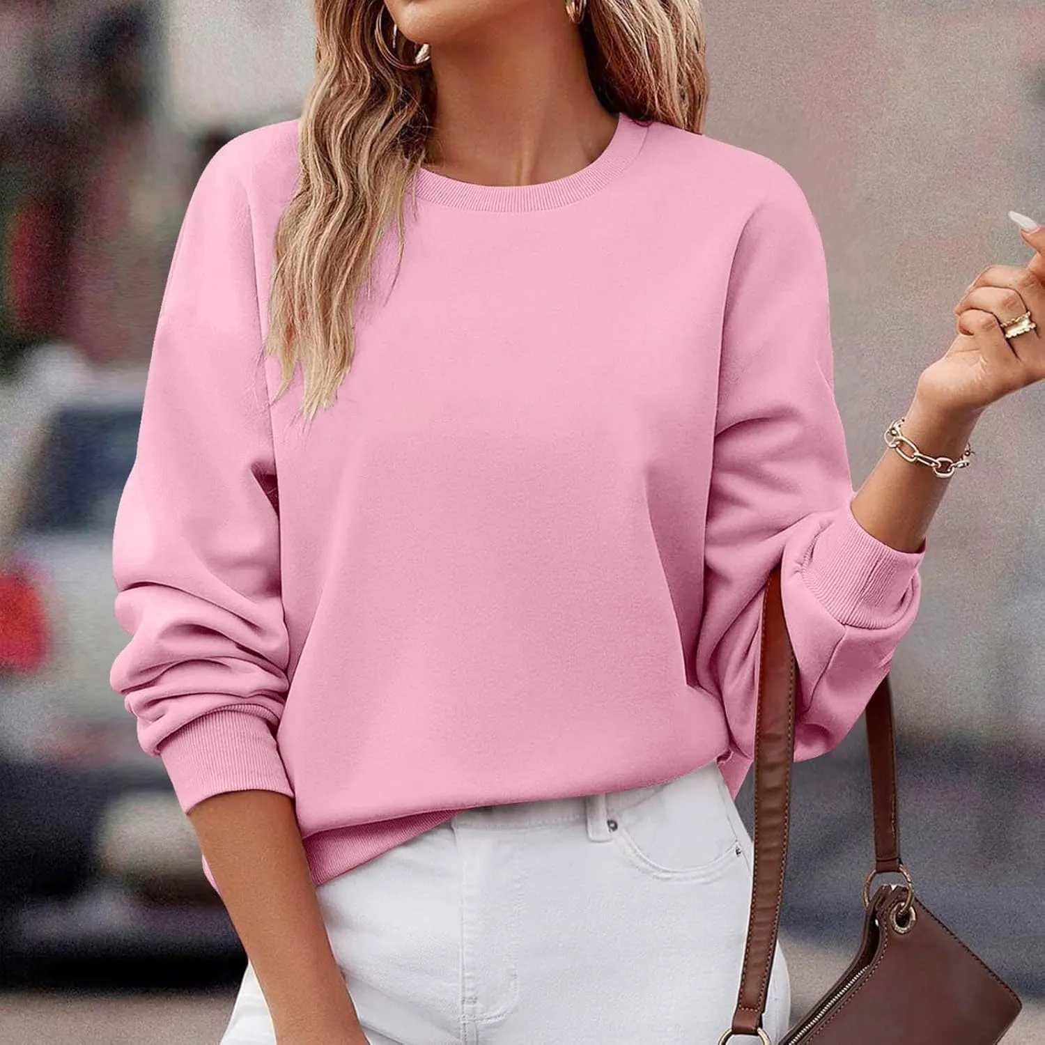 Womens Oversized Sweatshirts Cute Crewneck Long Sleeve Fleece Pullover Tops Winter Outfits Fashion Clothes 2024