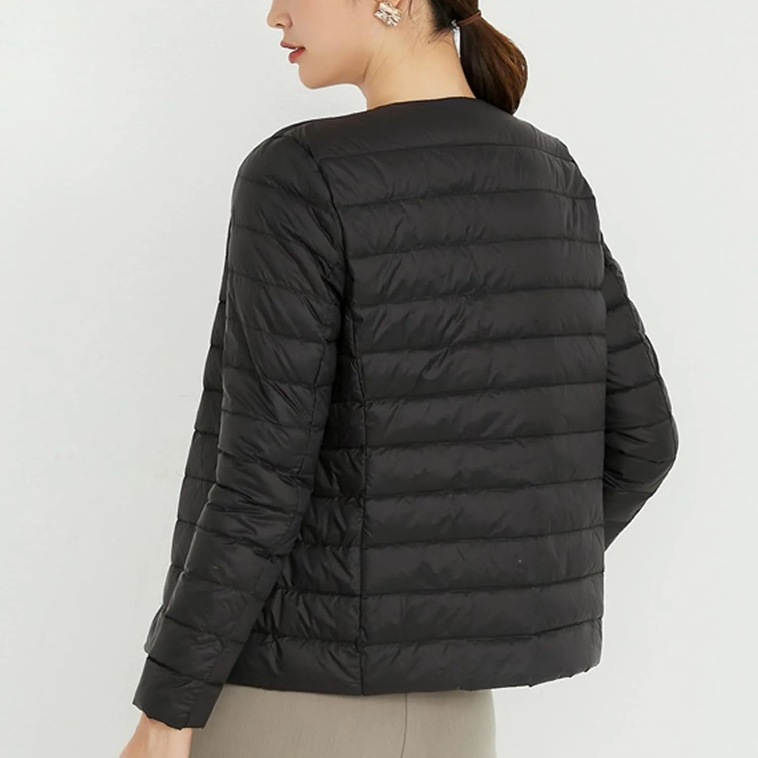 Women's Packable Puffer Jacket Lightweight Down Jacket-Round Neck & V Neck-Water-Resistant Warm Puffy Jacket