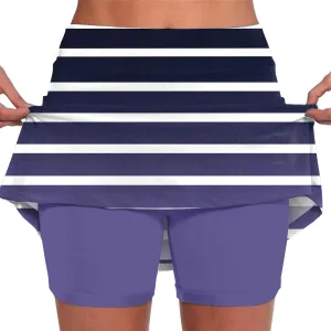 Womens Pleated Tennis Skirts Floral Printed Style Summer Fashion Skinny Pants Mid Waisted Skirt with Short Underneath