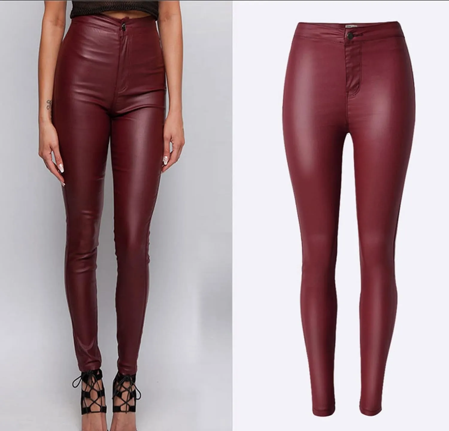 Women's Pu Faux Leather Pants Slim Leggings Variety of Styles with Pockets