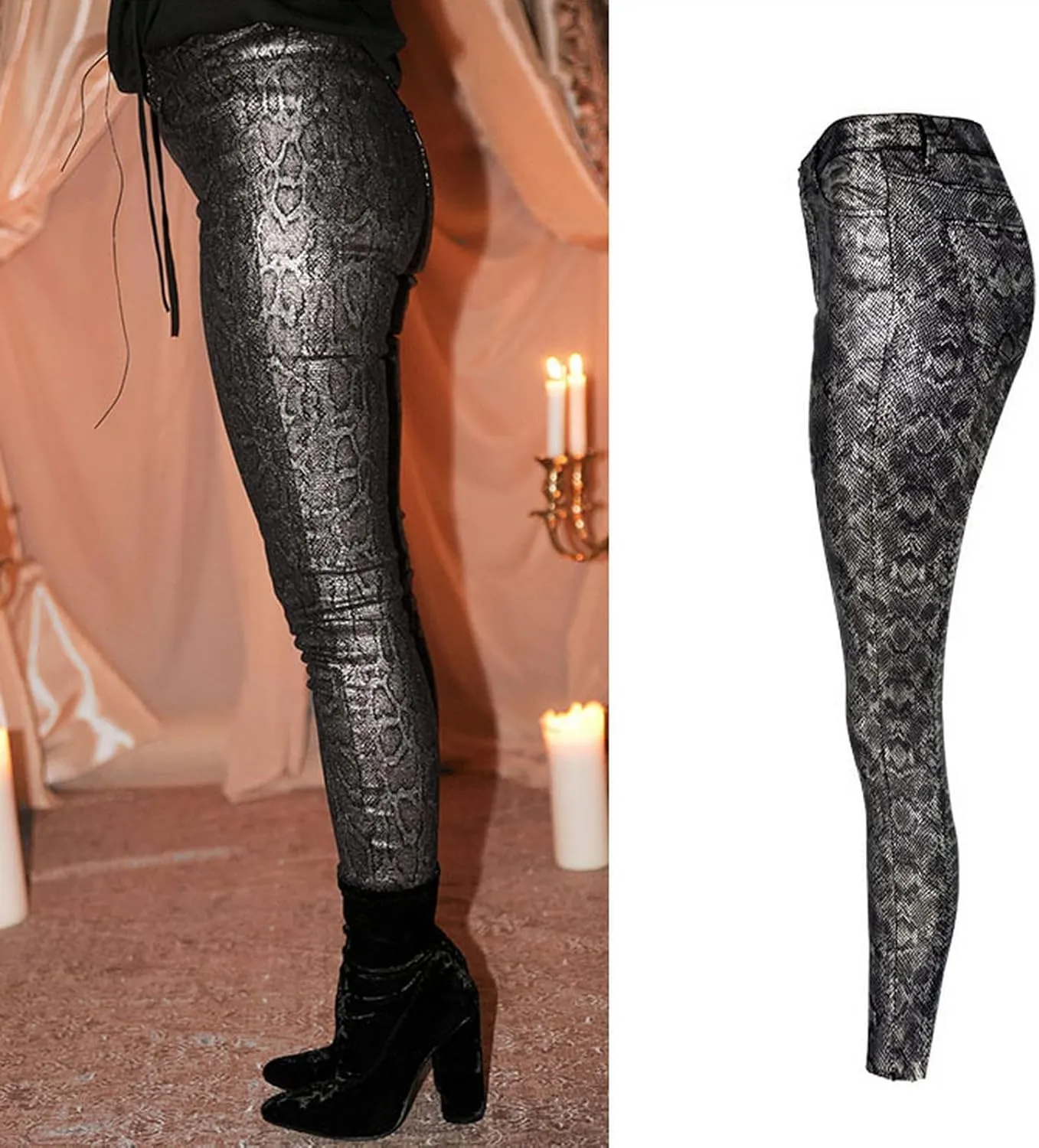 Women's Pu Faux Leather Pants Slim Leggings Variety of Styles with Pockets