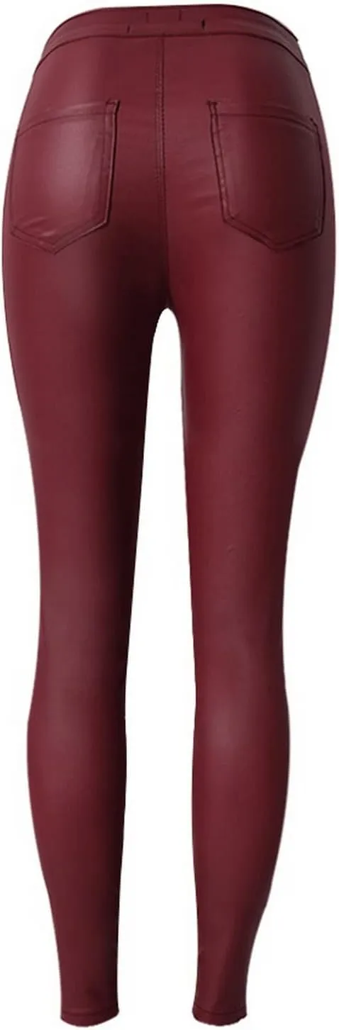 Women's Pu Faux Leather Pants Slim Leggings Variety of Styles with Pockets