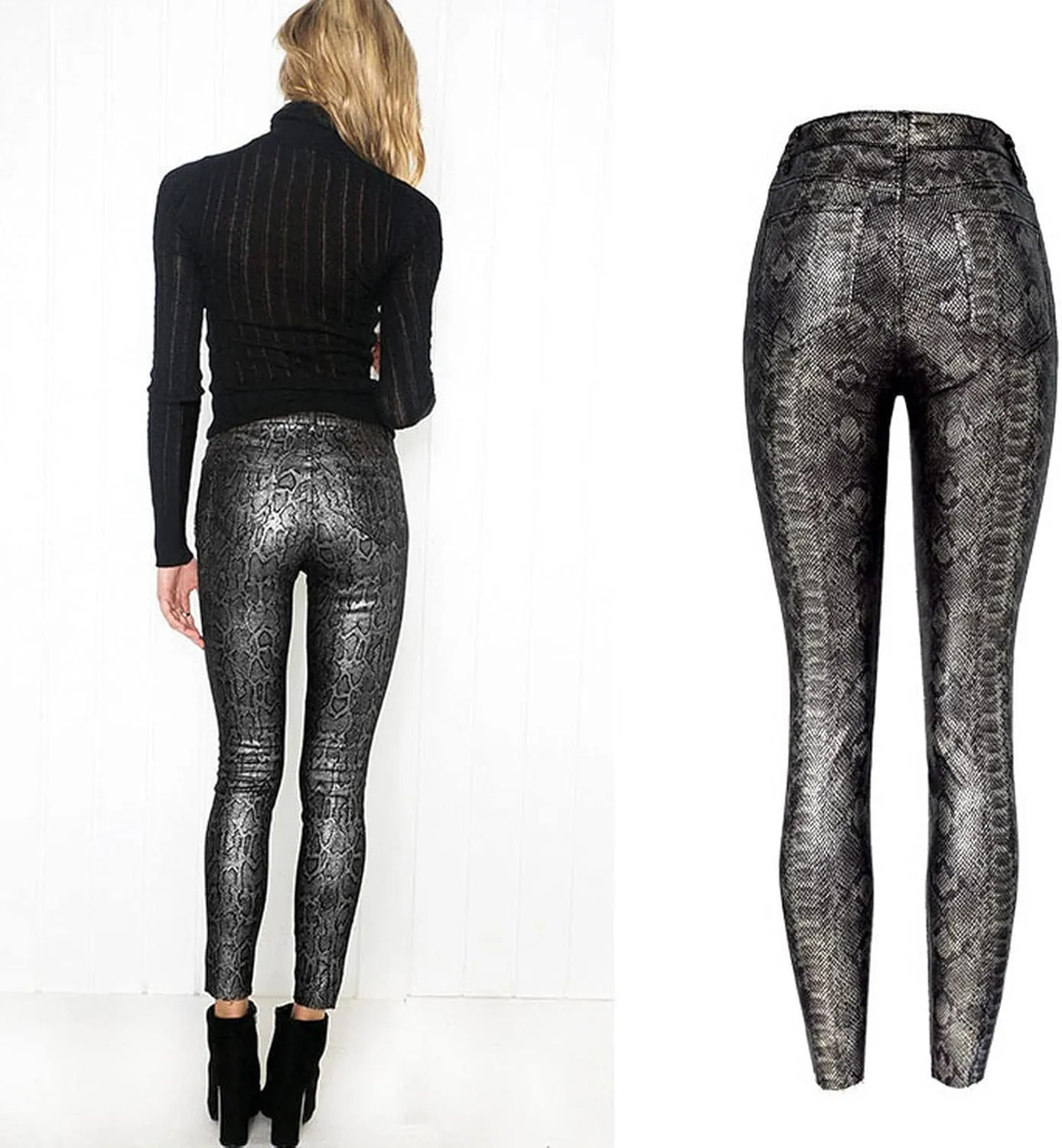 Women's Pu Faux Leather Pants Slim Leggings Variety of Styles with Pockets