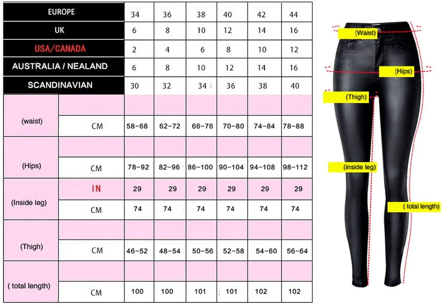 Women's Pu Faux Leather Pants Slim Leggings Variety of Styles with Pockets