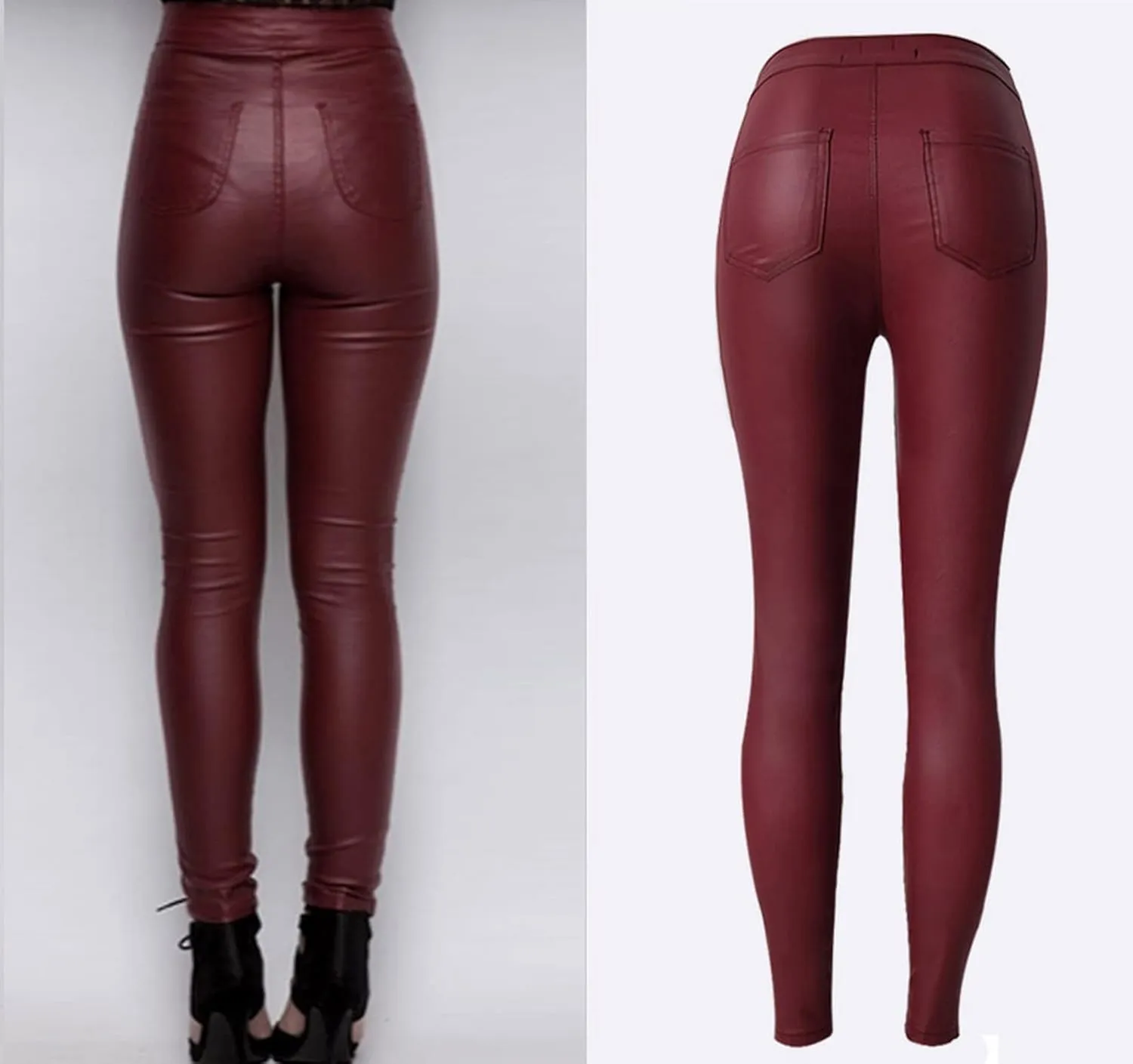 Women's Pu Faux Leather Pants Slim Leggings Variety of Styles with Pockets