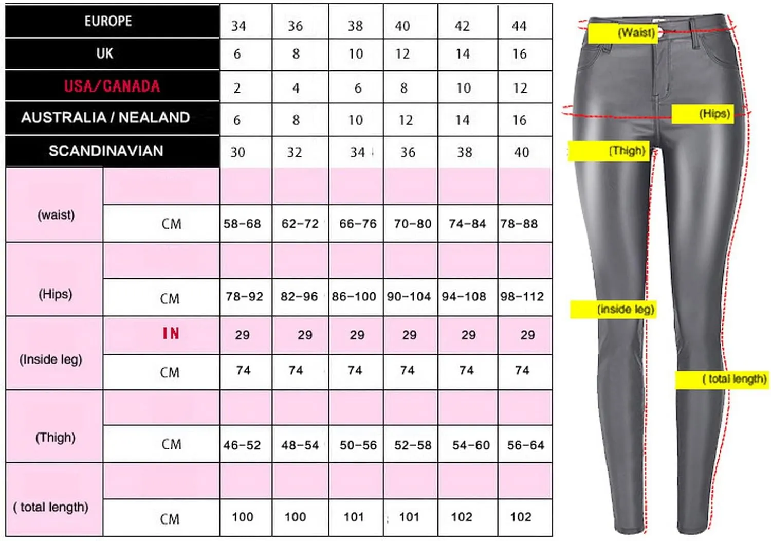 Women's Pu Faux Leather Pants Slim Leggings Variety of Styles with Pockets