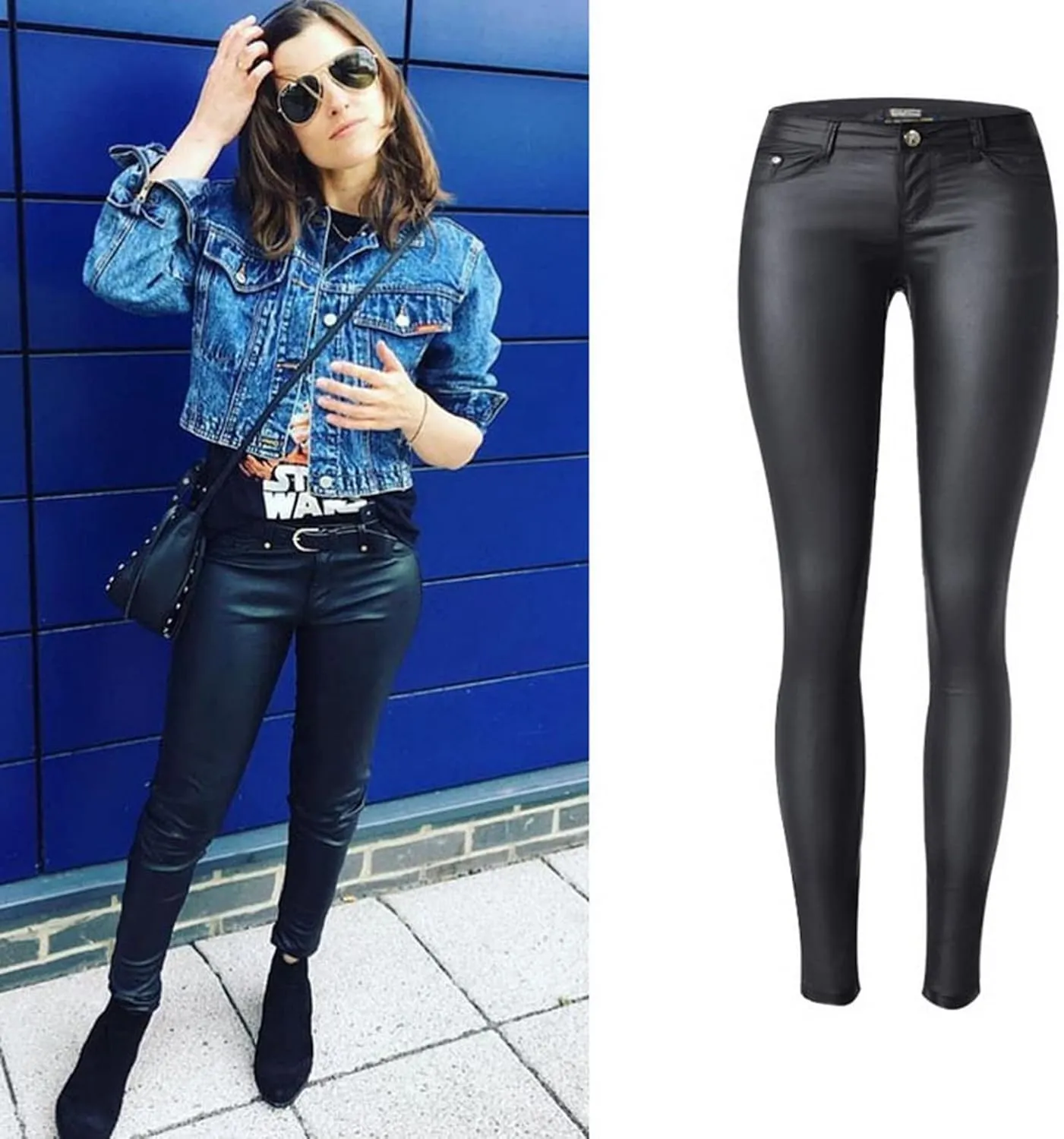 Women's Pu Faux Leather Pants Slim Leggings Variety of Styles with Pockets