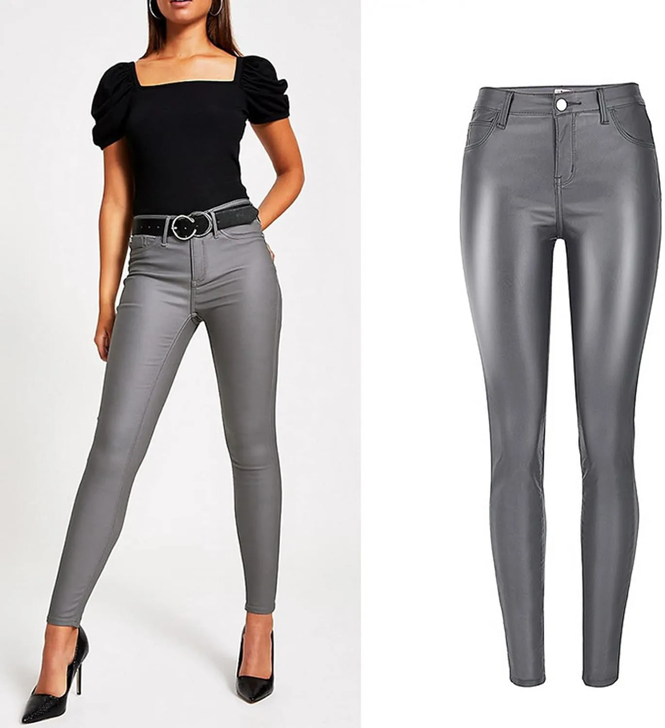 Women's Pu Faux Leather Pants Slim Leggings Variety of Styles with Pockets