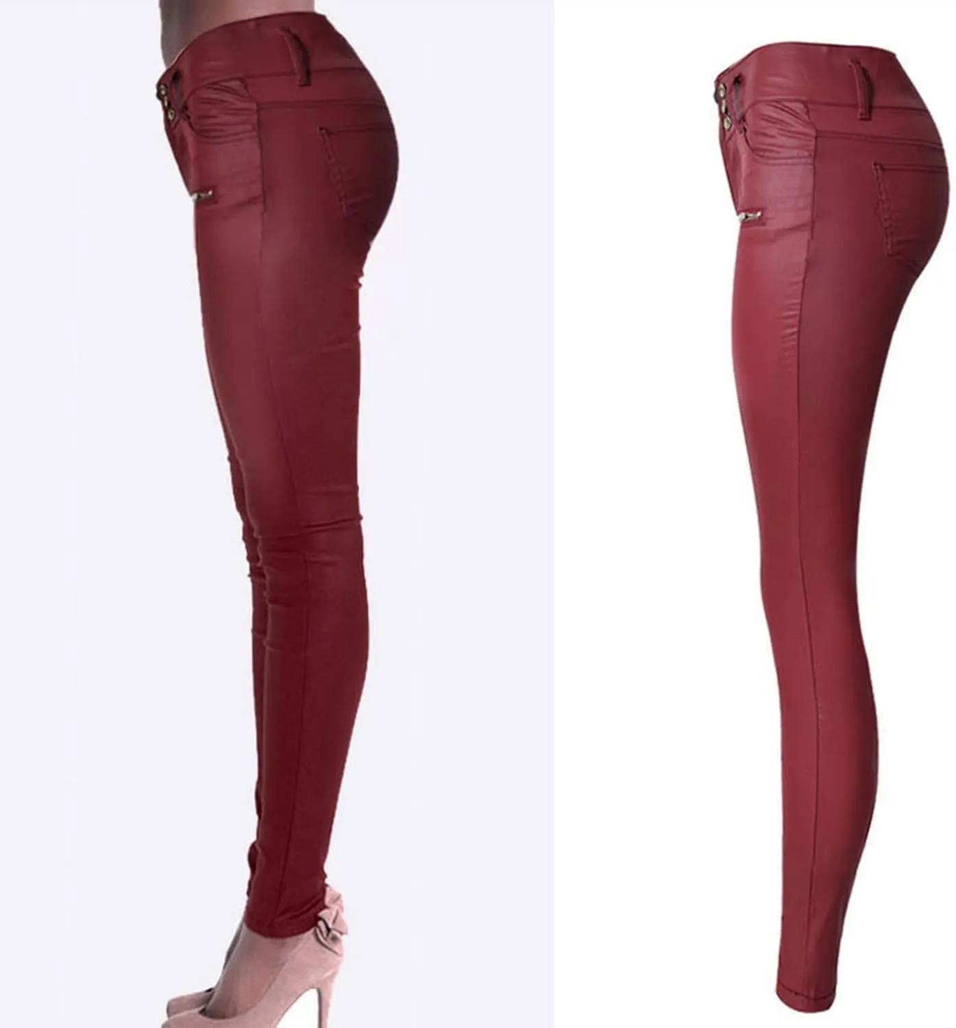 Women's Pu Faux Leather Pants Slim Leggings Variety of Styles with Pockets