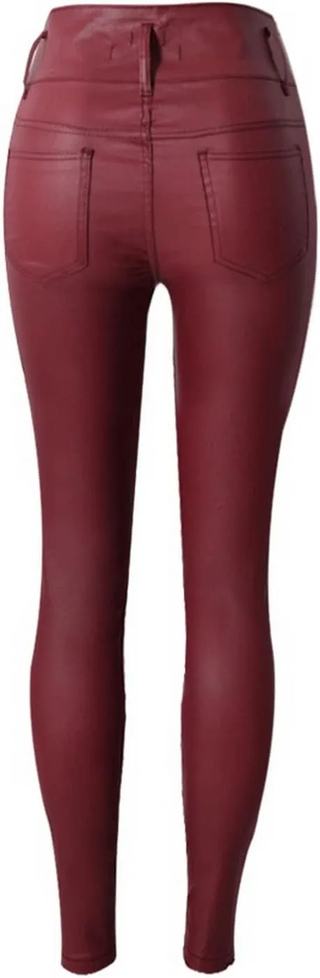 Women's Pu Faux Leather Pants Slim Leggings Variety of Styles with Pockets