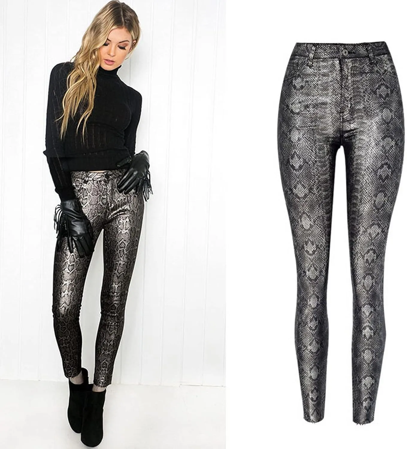 Women's Pu Faux Leather Pants Slim Leggings Variety of Styles with Pockets