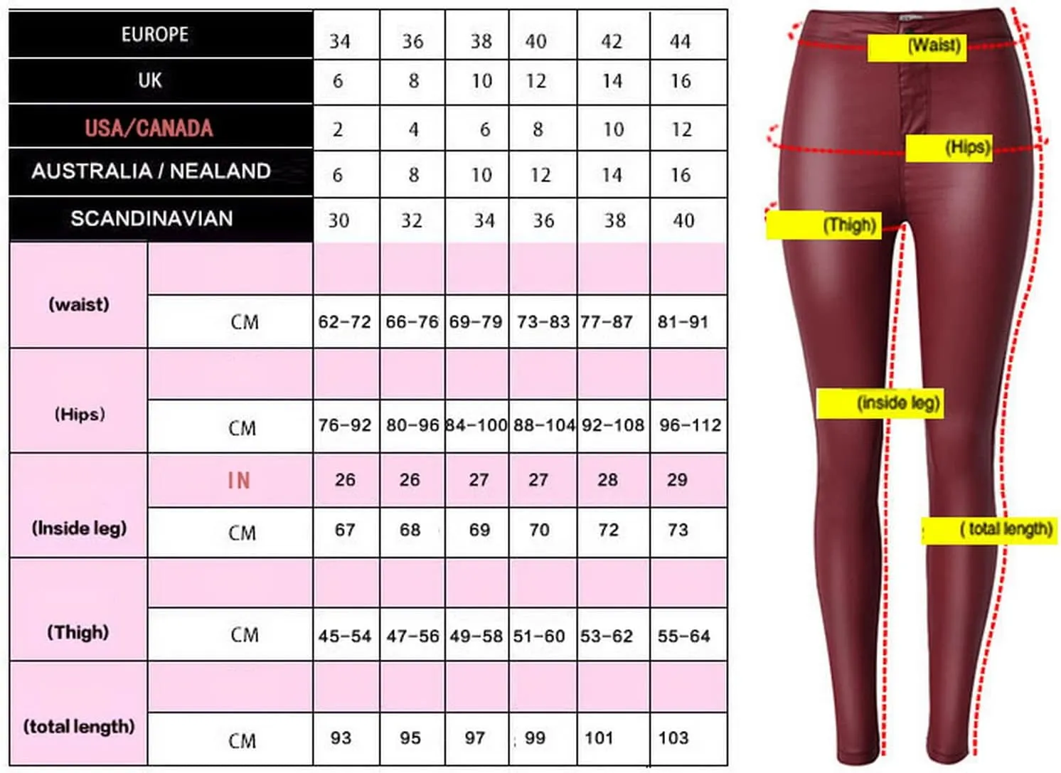 Women's Pu Faux Leather Pants Slim Leggings Variety of Styles with Pockets