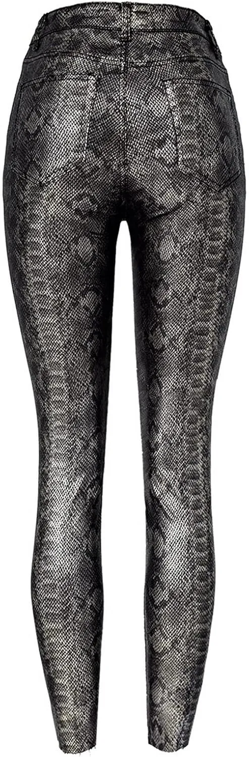 Women's Pu Faux Leather Pants Slim Leggings Variety of Styles with Pockets