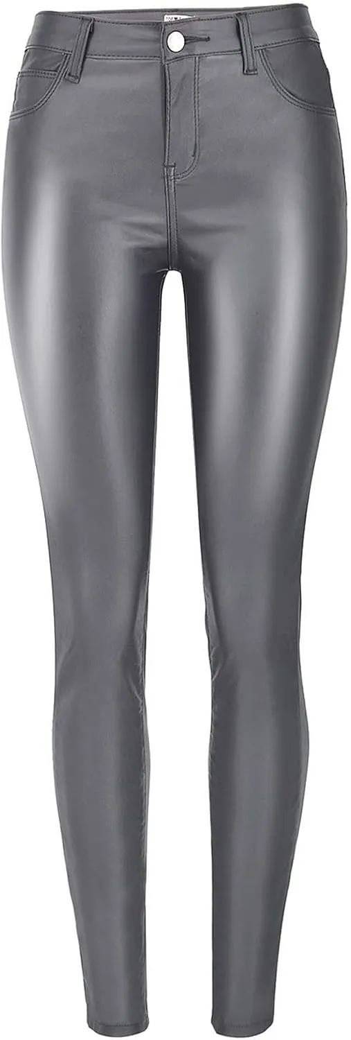 Women's Pu Faux Leather Pants Slim Leggings Variety of Styles with Pockets