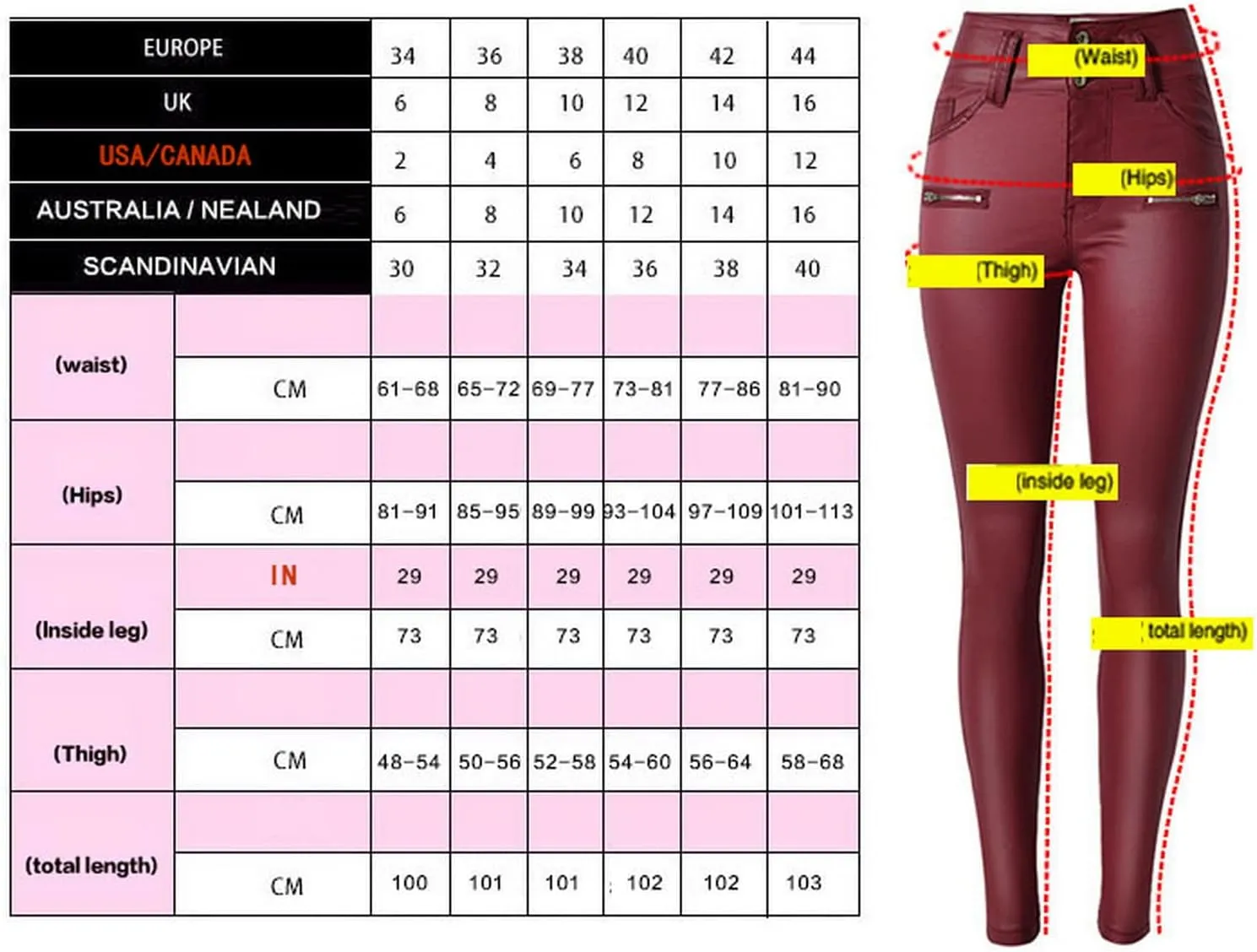 Women's Pu Faux Leather Pants Slim Leggings Variety of Styles with Pockets