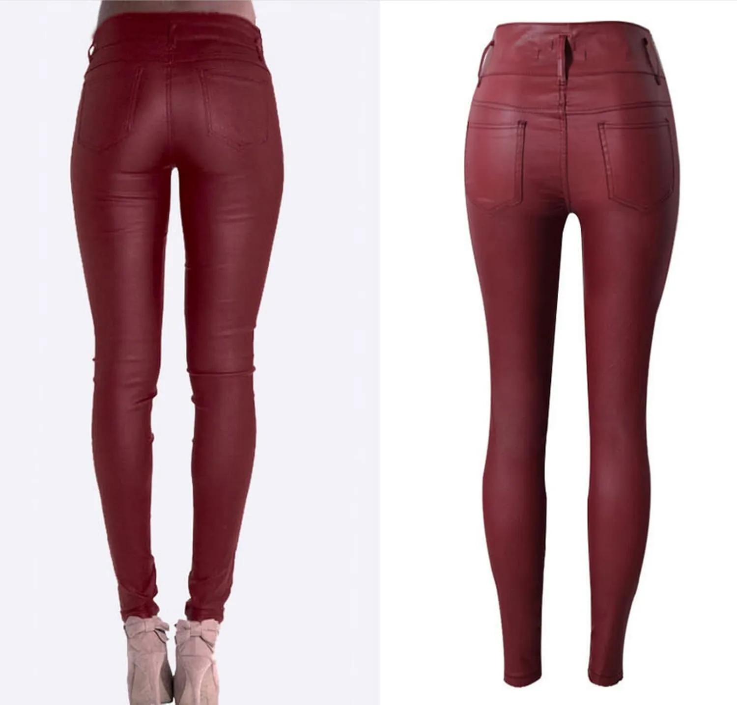 Women's Pu Faux Leather Pants Slim Leggings Variety of Styles with Pockets