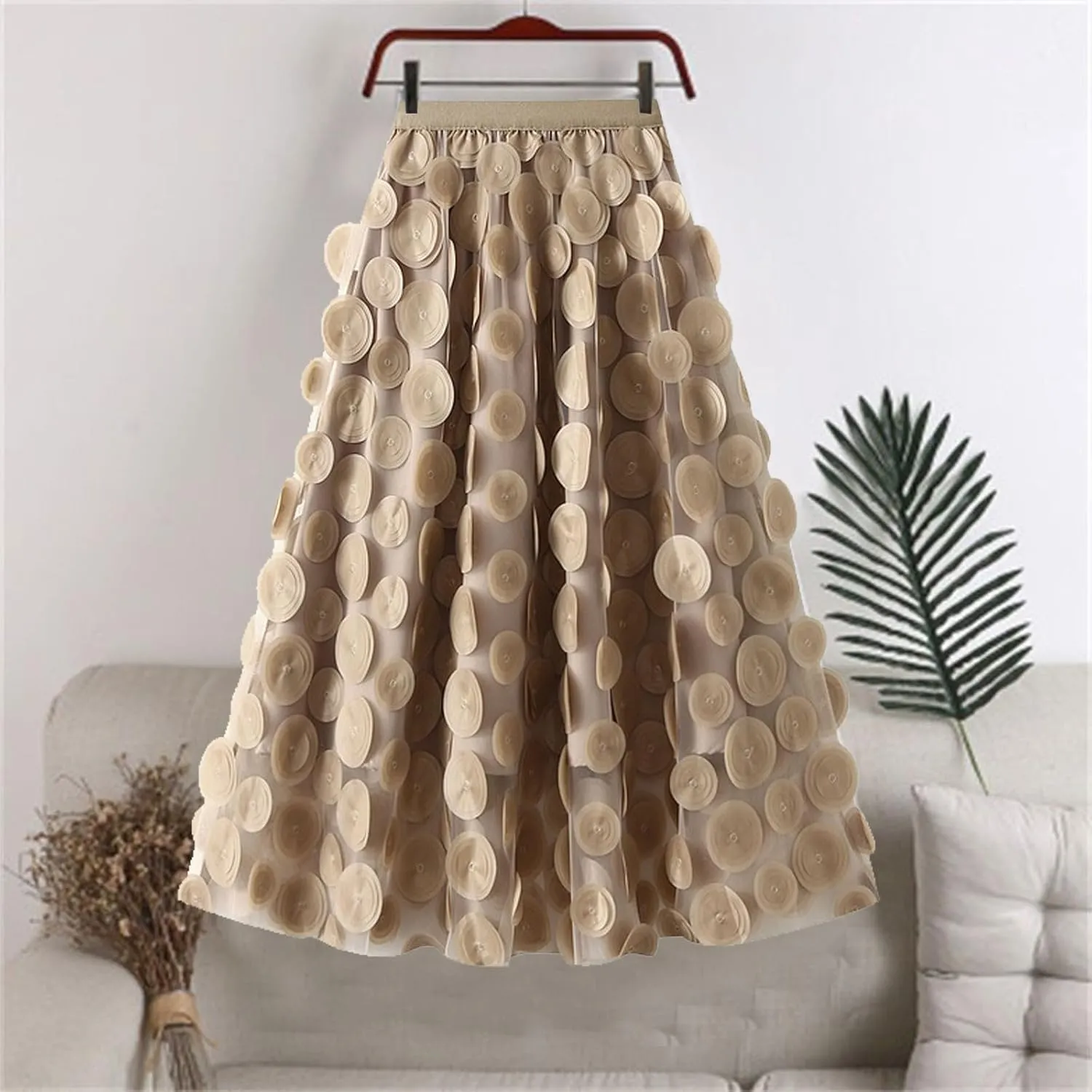 Women's Sequin Tulle Skirt A-Line Pleated Elastic High Waist Mesh Ballet Prom Party Skirt Sparkly Tutu Midi Skirts Clubwear