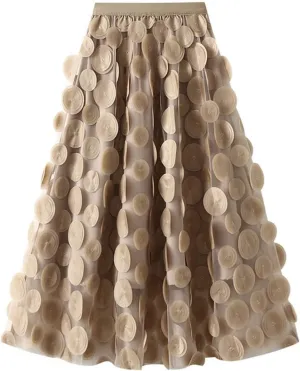 Women's Sequin Tulle Skirt A-Line Pleated Elastic High Waist Mesh Ballet Prom Party Skirt Sparkly Tutu Midi Skirts Clubwear