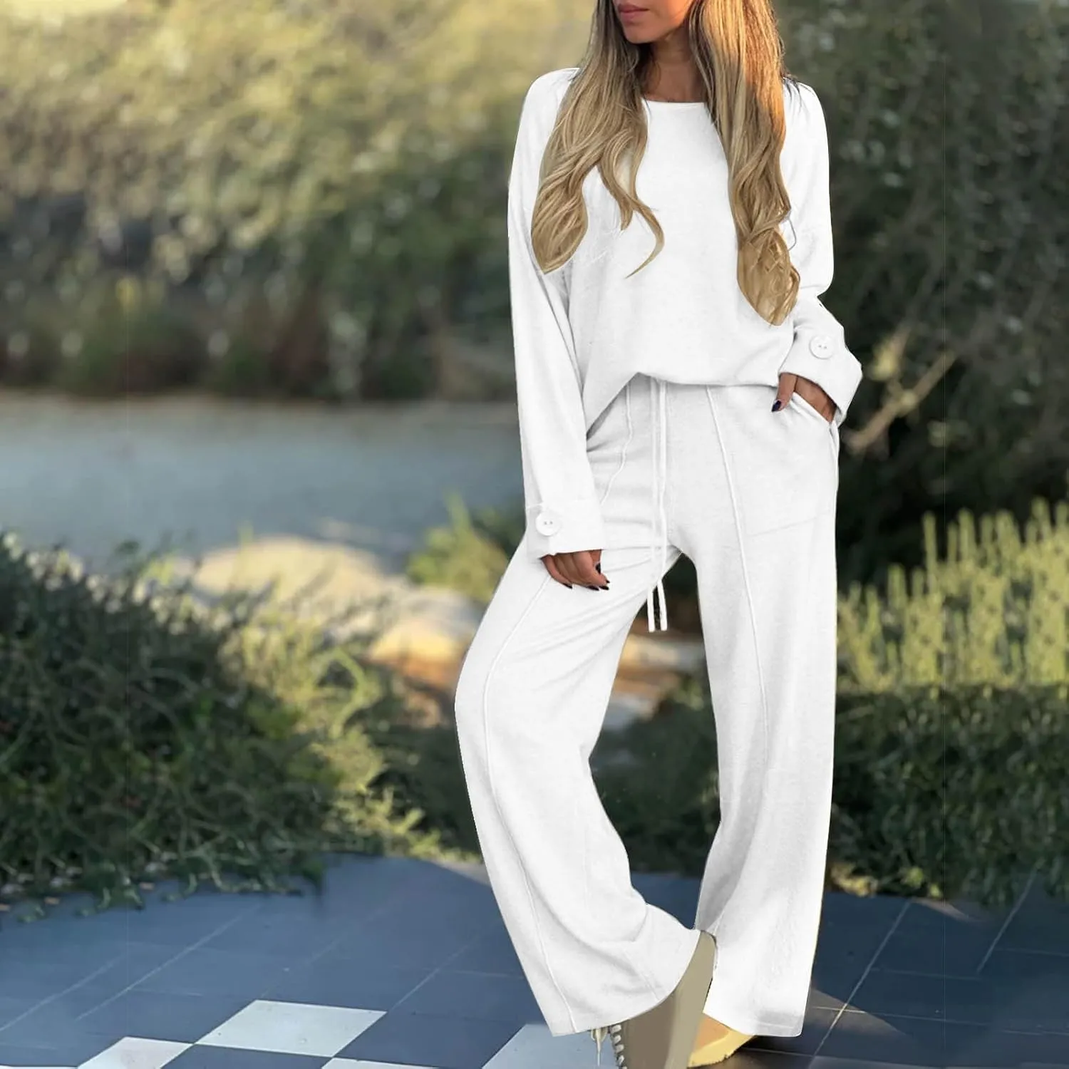 Womens Sets 2 Piece Outfits Comfy Baggy Long Sleeve Oversized Sweatshirt With Wide Leg Pants Tracksuit Fall Sweatsuit