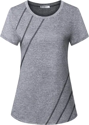 Women's Short Sleeve Round Neck Loose Fitting Athletic Yoga Shirt