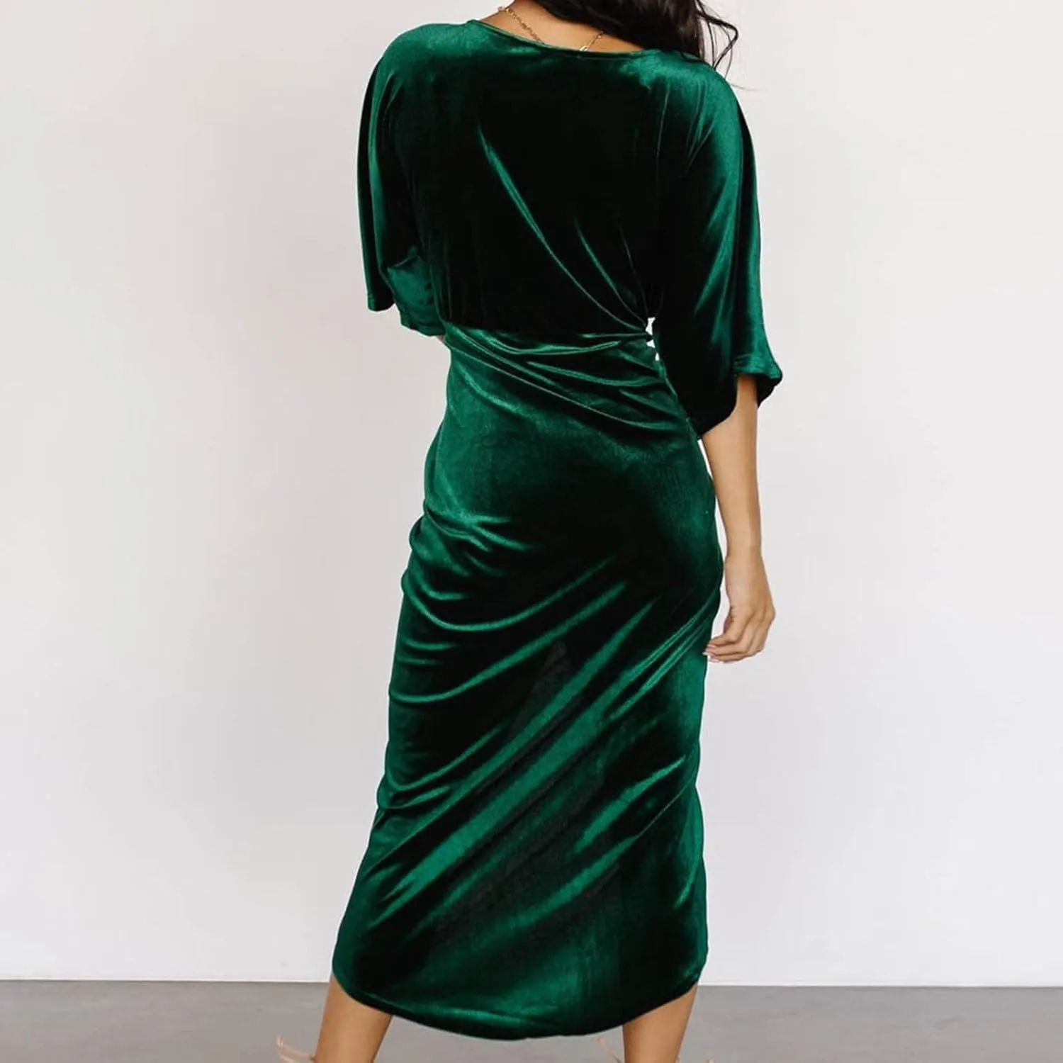 Women's V Neck Sexy Irregular Skirt Evening Dress Gold Velvet Dress Casual Skirts for Women 2024