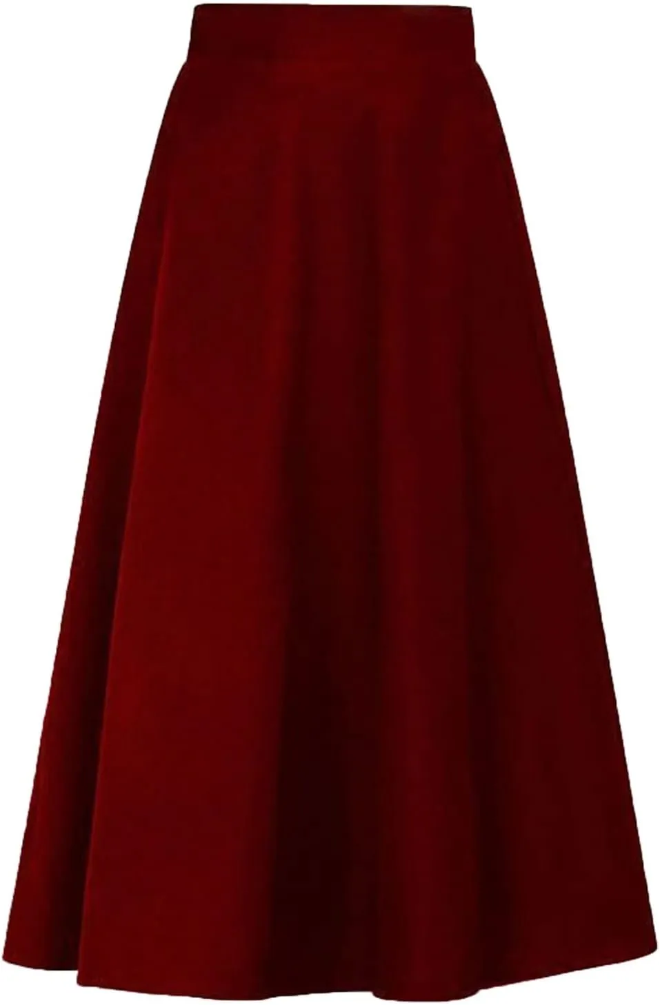Womens Winter Vintage High Elastic Waist A Line Pleated Wool Midi Skirt 50S Pleated Midi Skirt A-Line Vintage Swing Skirt