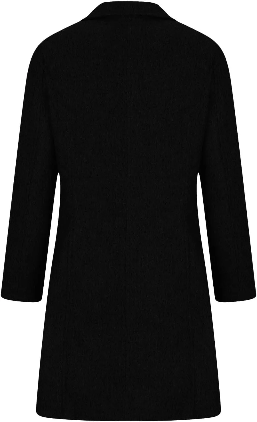 Womens Winter Wool Blend Coat Solid Single Breasted Stand Collar Pea Coat Casual Loose Thicken Warm Trench Coat