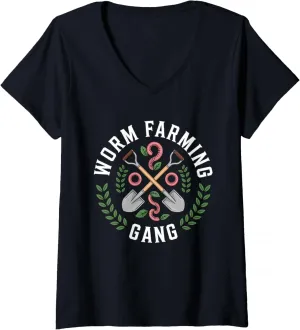 Womens Worm Farming Apparel for Organic Compost Enthusiasts V-Neck T-Shirt