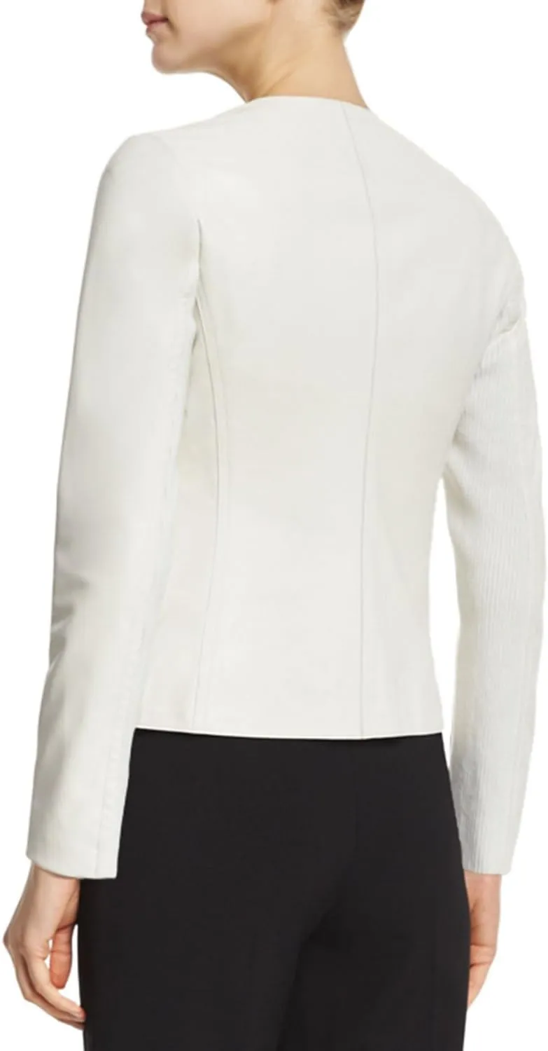 World of Leather Women's Lambskin Genuine Leather Jacket Short Blazer Casual Wear