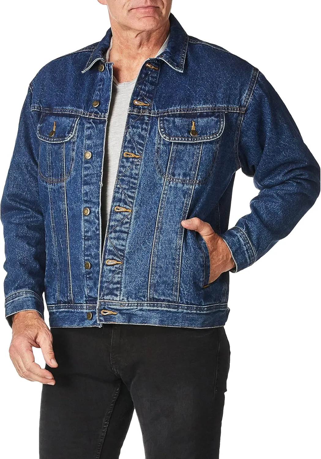 Wrangler Men's Rugged Wear Flannel Lined Denim Jacket