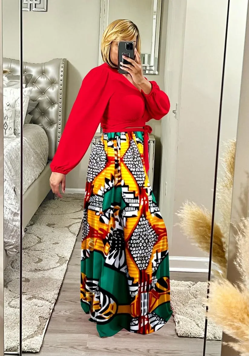 XFT Womens Sexy Plus Size 2 Piece Dress Outfits Long Sleeve Crop Top Long Skirts Set Fall Outfits for Women 2024