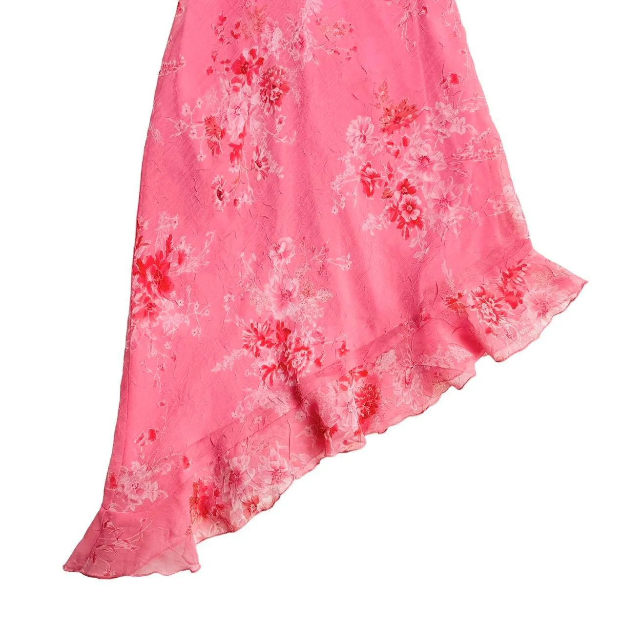 Y2K Peachy Ruffle Midi Dress (S)