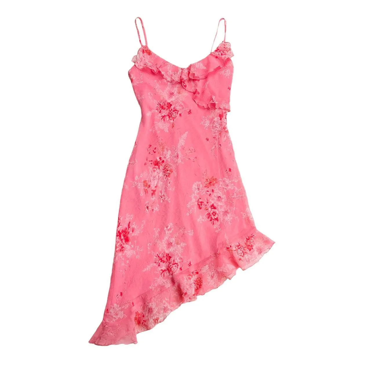 Y2K Peachy Ruffle Midi Dress (S)