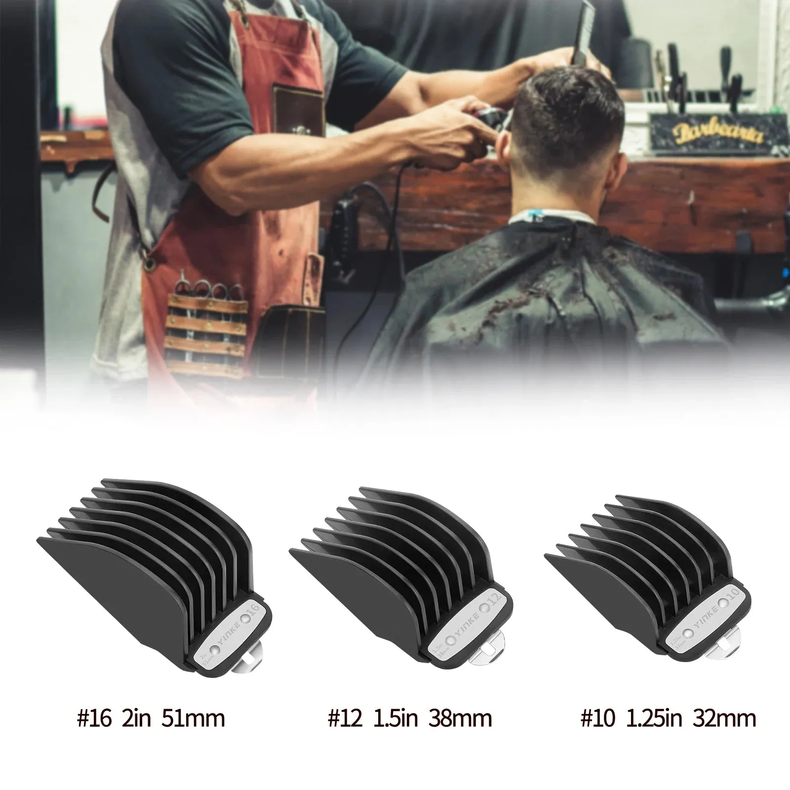 YINKE Professional Clipper Guards for Wahl Hair Clippers - Set of 3 Sizes (1.25" / 1.5" / 2") with Metal Clip - Compatible with Most Wahl Trimmers