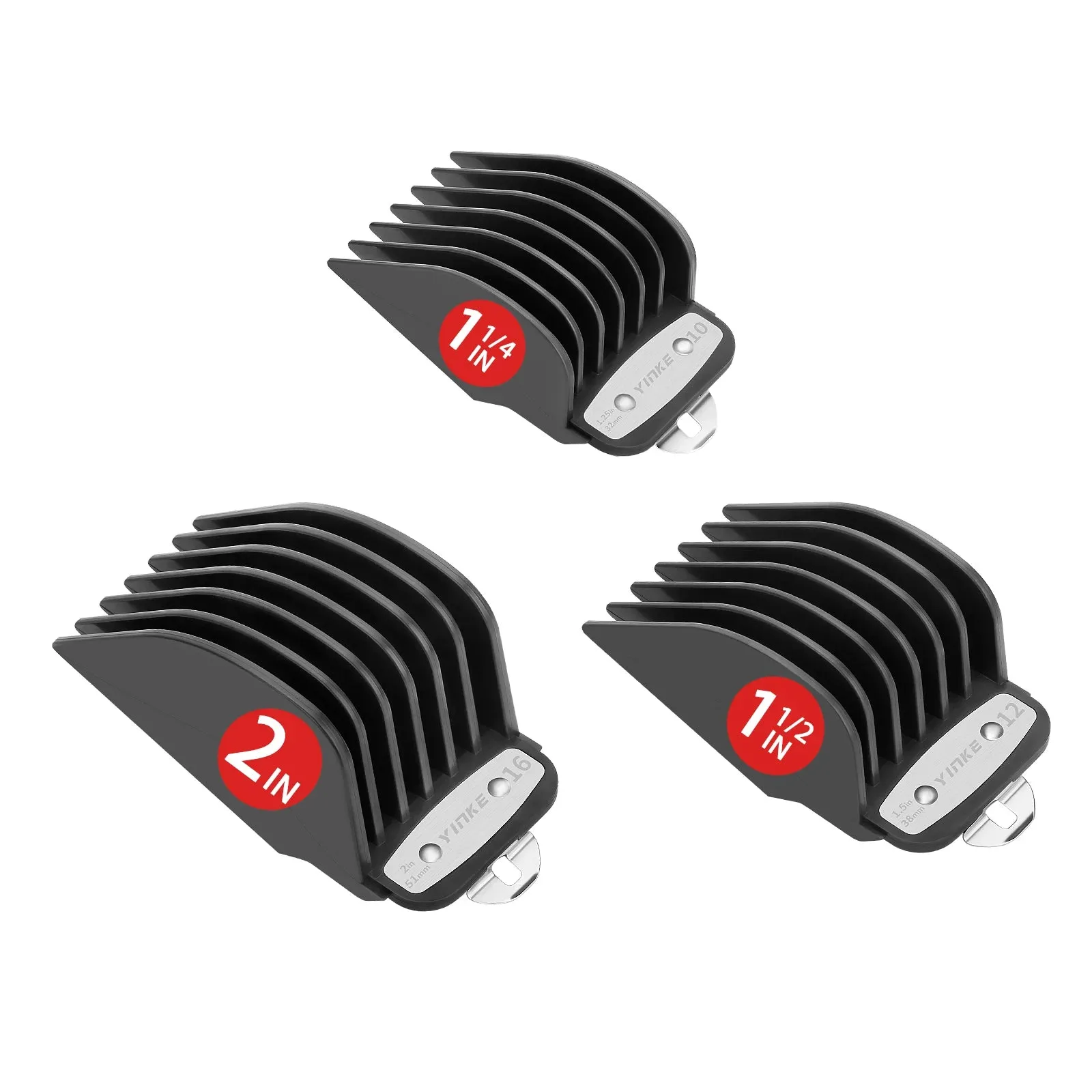 YINKE Professional Clipper Guards for Wahl Hair Clippers - Set of 3 Sizes (1.25" / 1.5" / 2") with Metal Clip - Compatible with Most Wahl Trimmers