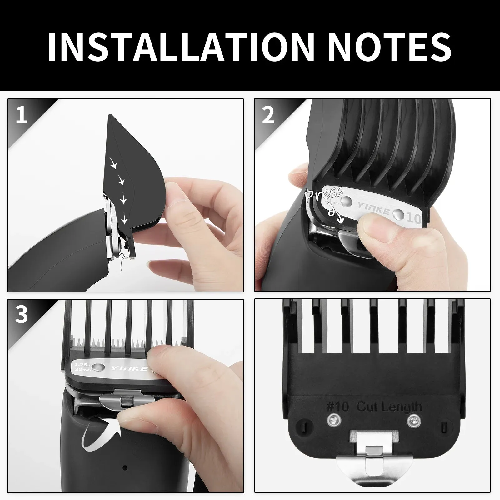 YINKE Professional Clipper Guards for Wahl Hair Clippers - Set of 3 Sizes (1.25" / 1.5" / 2") with Metal Clip - Compatible with Most Wahl Trimmers