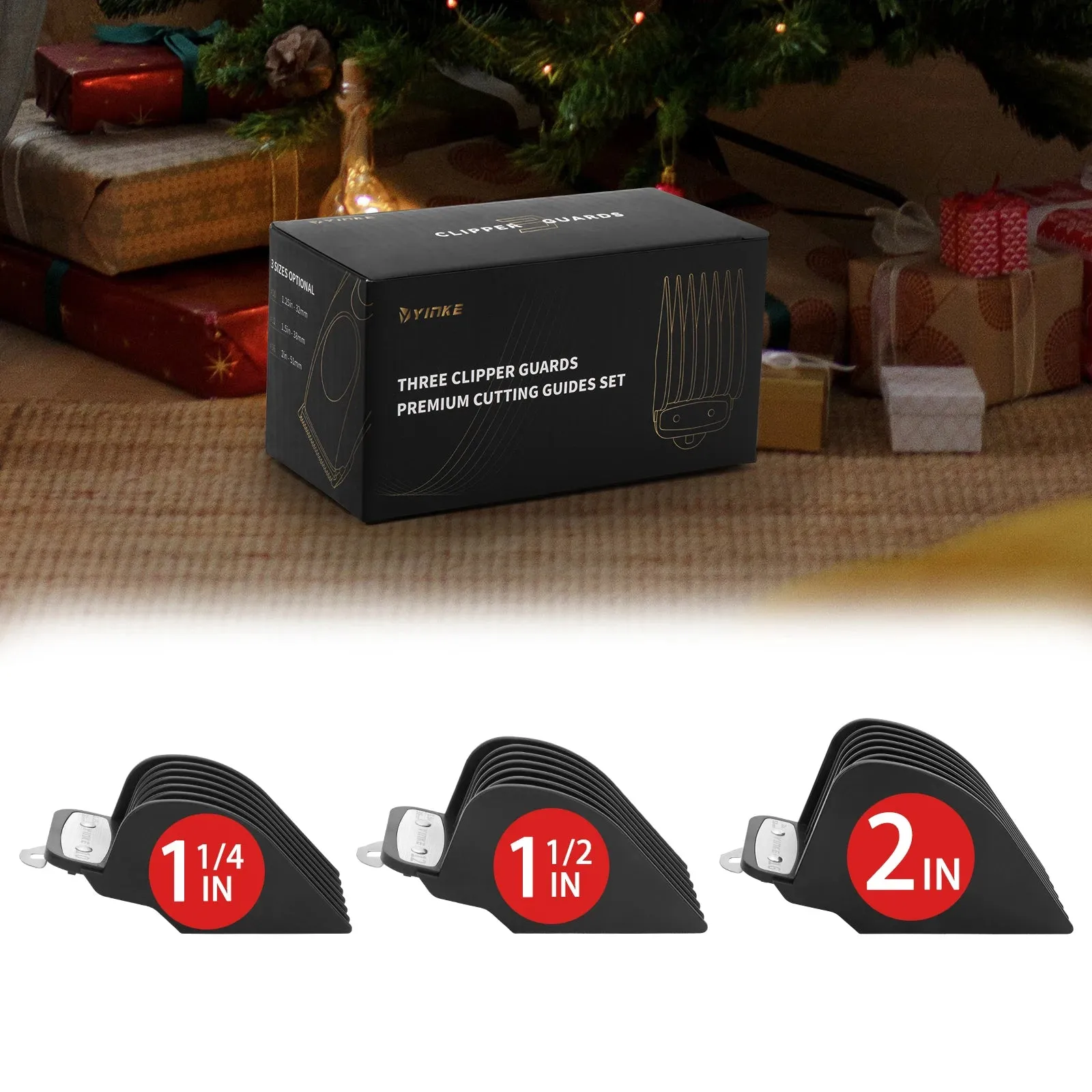 YINKE Professional Clipper Guards for Wahl Hair Clippers - Set of 3 Sizes (1.25" / 1.5" / 2") with Metal Clip - Compatible with Most Wahl Trimmers