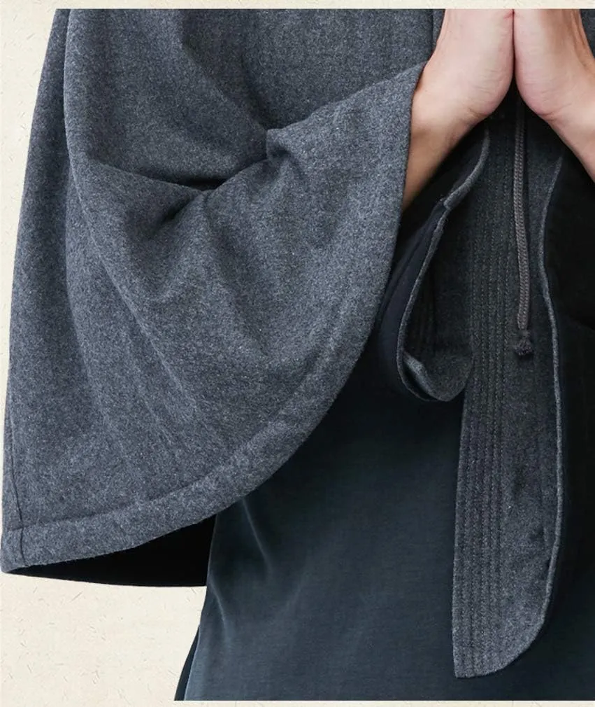 ZanYing Meditation Buddhist Hooded Cloak Double Wear Monk Outfit Unisex