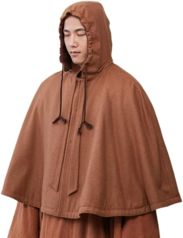 ZanYing Meditation Buddhist Hooded Cloak Double Wear Monk Outfit Unisex