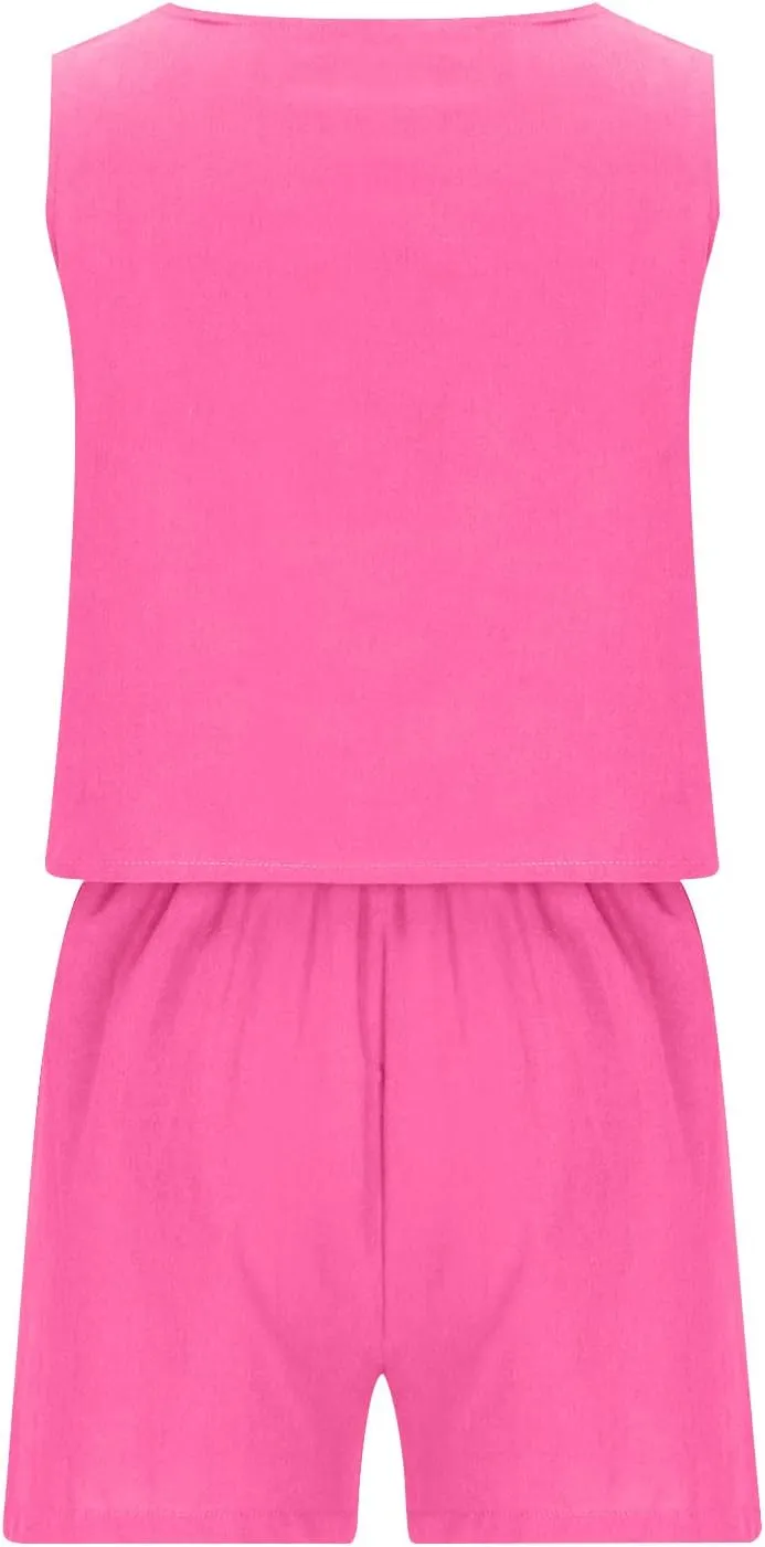 ZDRZK 2 Piece Shorts Set For Women Summer 2023 Trendy Sleeveless Crop Tank Top And High Waisted Shorts Romper Outfits