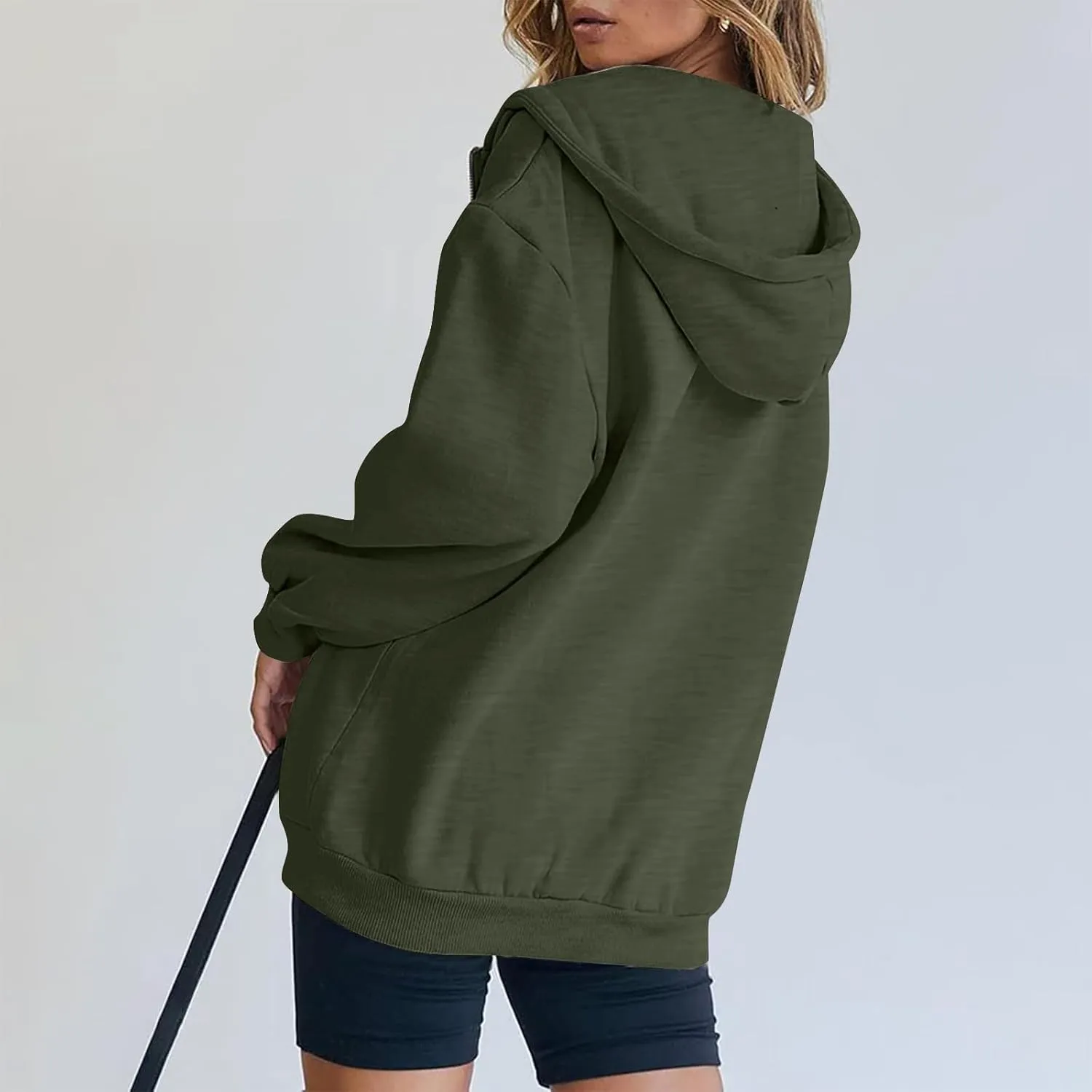 Zip Up Hoodie Women Fleece Lined Long Sleeve Oversized Sweatshirt Cute Hoodies Y2K Trendy Fall Jackets with Pockets